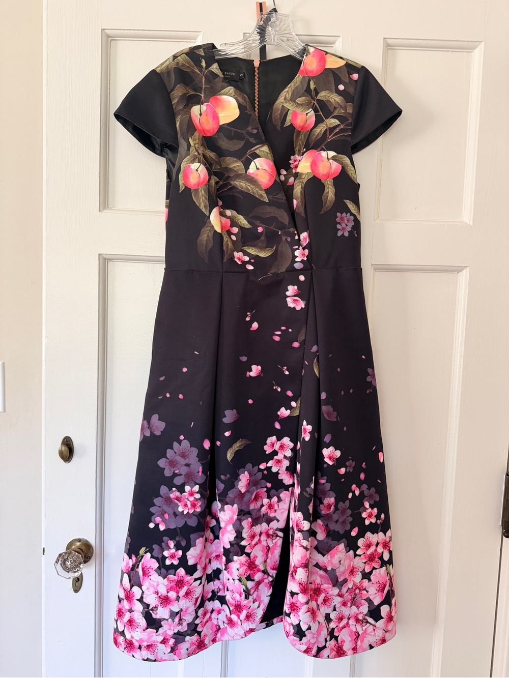 Ted Baker Peach Blossom Floral Fit-and-Flare Dress with Belt